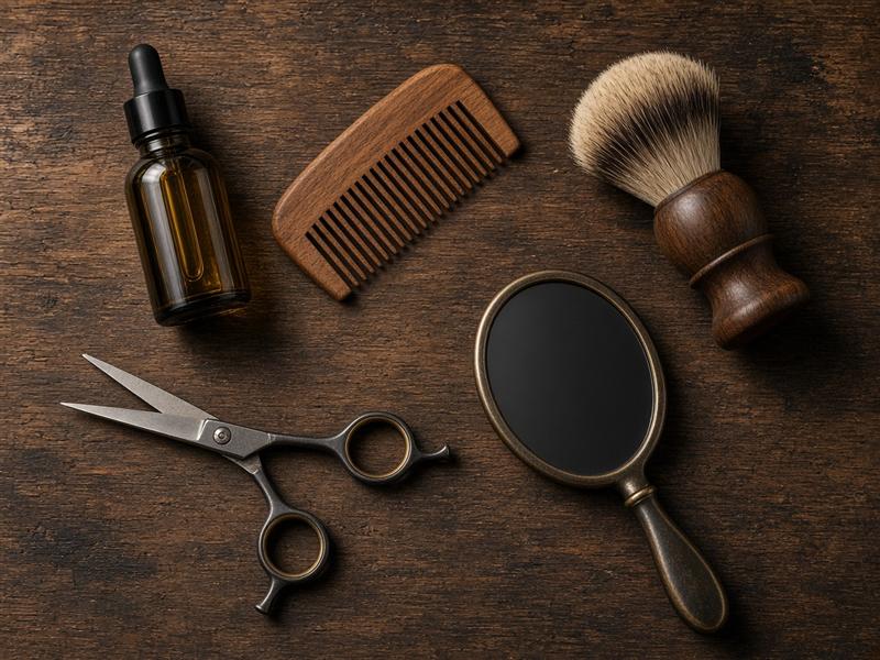 Produtos de cuidado masculino organizados sobre a mesa